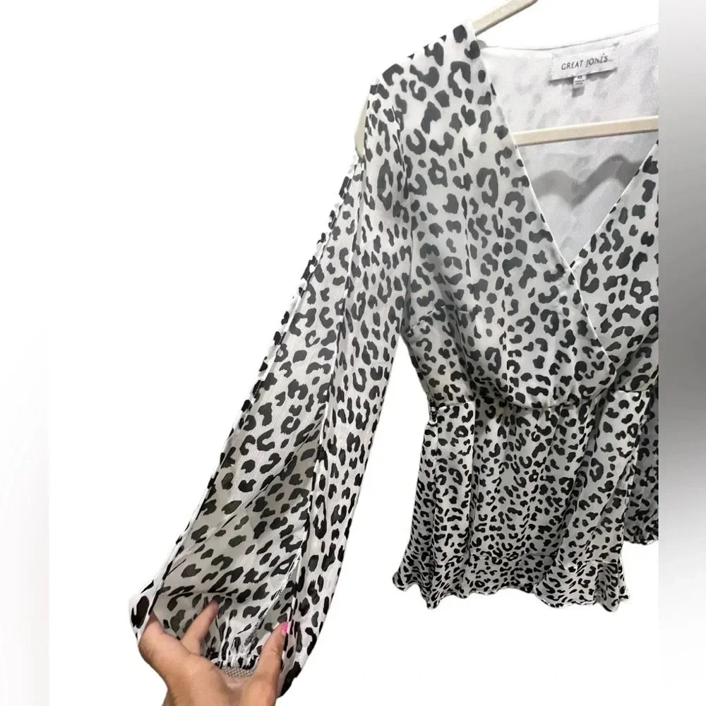 Great Jones dress sz XS leopard print surplice dress cinched waist from Revolve